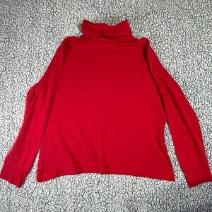 Vintage Sears Perma-Prest Red Turtleneck Top 100% Cotton Long Sleeve Womens